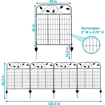 4 Pack Steel Foldable Garden Fence Floral Staked Trellis Panel Animal Barrier