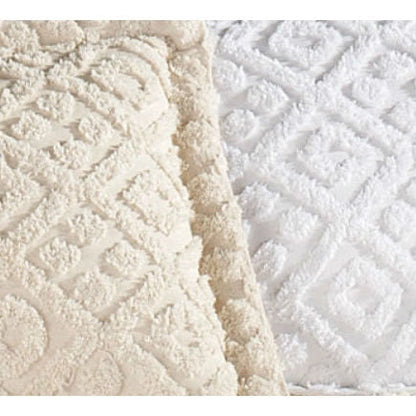 Full size Diamond Pattern Cotton Chenille Bedspread in White