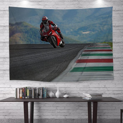 Motorcycle Rider Themed Wall Tapestry
