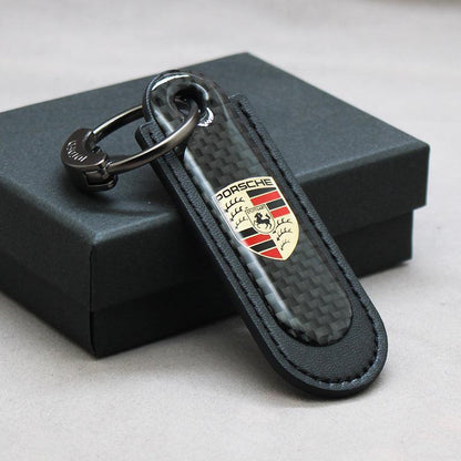 Motorcycle Carbon Fiber Leather Keychain