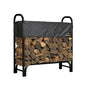 Outdoor Firewood Rack 4-Ft Steel Frame Wood Log Storage with Cover