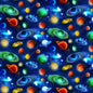 Multi-Color Planets Cotton 44"/45" Fabric Per Yard
