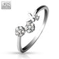 925 Sterling Silver CZ Spring Flower Butterfly Toe Ring