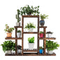 Modern Farmhouse 6-tier Wooden Bookcase Plant Stand Shelving Unit