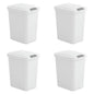 Set of 4 - White 8 Gallon Latch Top Kitchen Wastebasket Trash Can