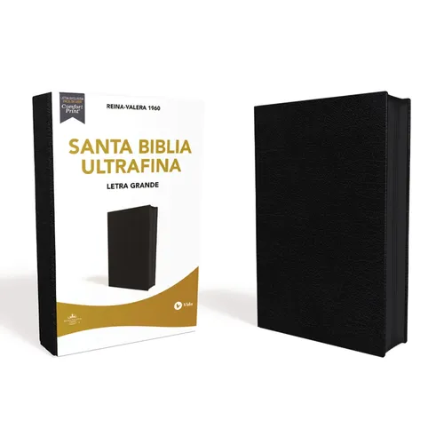 Rvr60, Santa Biblia, Ultrafina, Letra Grande, Piel Fabricada, Negro, Con Cierre, Palabras de Jesus En Rojo, Comfort Print - Leather