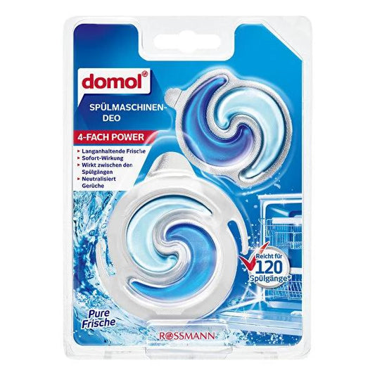 Domol Dishwasher Odor Eliminator: Long-Lasting Fresh Scent, Eliminates Bad Smells, Easy Clip-On - 120 Washes (2 x 6ml)