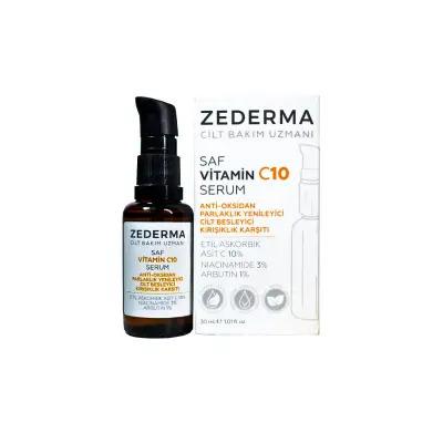 Zederma Saf Vitamin C10 Serum 30ml - Brightening, Antioxidant Skincare for Even Skin Tone