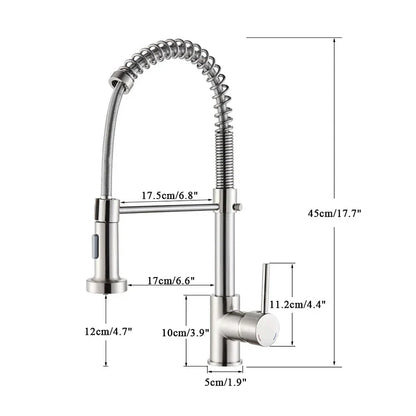 Brushed Nickel Pull-Out Kitchen Faucet — Deck-Mounted Single-Handle 360° Rotating Sprayer, Hot & Cold