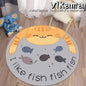 VIKAMA Cartoon Animal Imitation Cashmere Round Carpet Living Room Bedroom Bedside Sofa Decorative Carpet Anti-slip Washable Rug