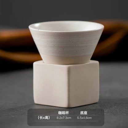 Retro Japanese Triangular Cone Ceramic Tea and Coffee Mug Pottery Porcelain Latte Cup for Home and Office
