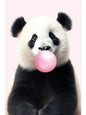 Cute Pink Panda Giraffe Bunny Cheetah Zebra Blowing Bubble Gum Poster Nursery Canvas Painting for Kids Room Animal Print Decor