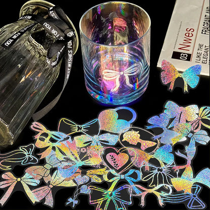 100pcs Cute Cartoon Anime Laser Holographic Stickers Aesthetic Butterfly Decal Scrapbook Laptop Phone Car Funny Sticker for Girl