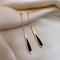 Geometric Square Tassel Drop Earrings – Gold Korean Fashion Jewelry
