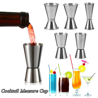 Dual-Sided Stainless Steel Jigger — Double Shot Cocktail Measure Bar Tool