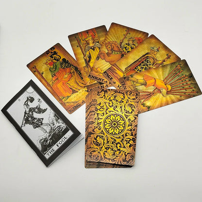 The New Knight Laser Gold Foil Tarot Board Game Set Hot Stamping Luxury PVC Waterproof Wear-resistant Divination Cards