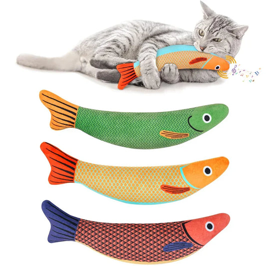 Catnip Plush Fish Toy - 3D Goldfish with Crinkle Sound for Cats & Kittens