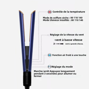 2-In-1 Hair Straightener and Dryer Combo - Negative Ion Heating Flat