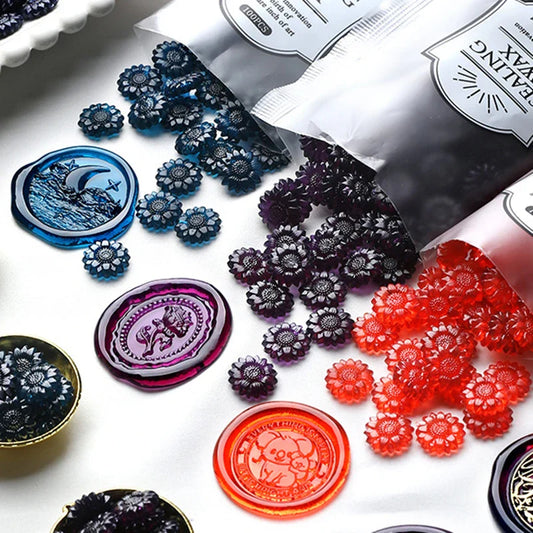 100-Piece Translucent Sunflower Sealing Wax Beads — 1.16 cm (0.46 in) DIY Envelope Seals for Invitations, Cards & Scrapbooking
