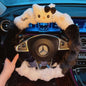 Kawaii Cat Plush Steering Wheel Cover – Winter Warm Soft Car Wheel Cover, Cute Interior Accessory