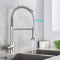 Brushed Nickel Pull-Down Kitchen Faucet, Deck-Mounted Mixer Tap, 360° Swivel, Stream & Spray, Single-Handle Hot/Cold
