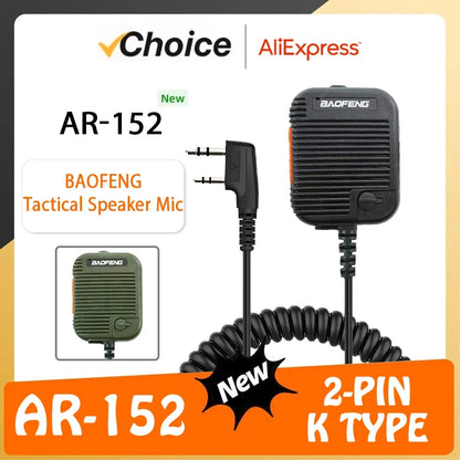 AR-152 PTT Speaker Microphone 2-Pin K-Type Handheld Mic for Two-Way Radios