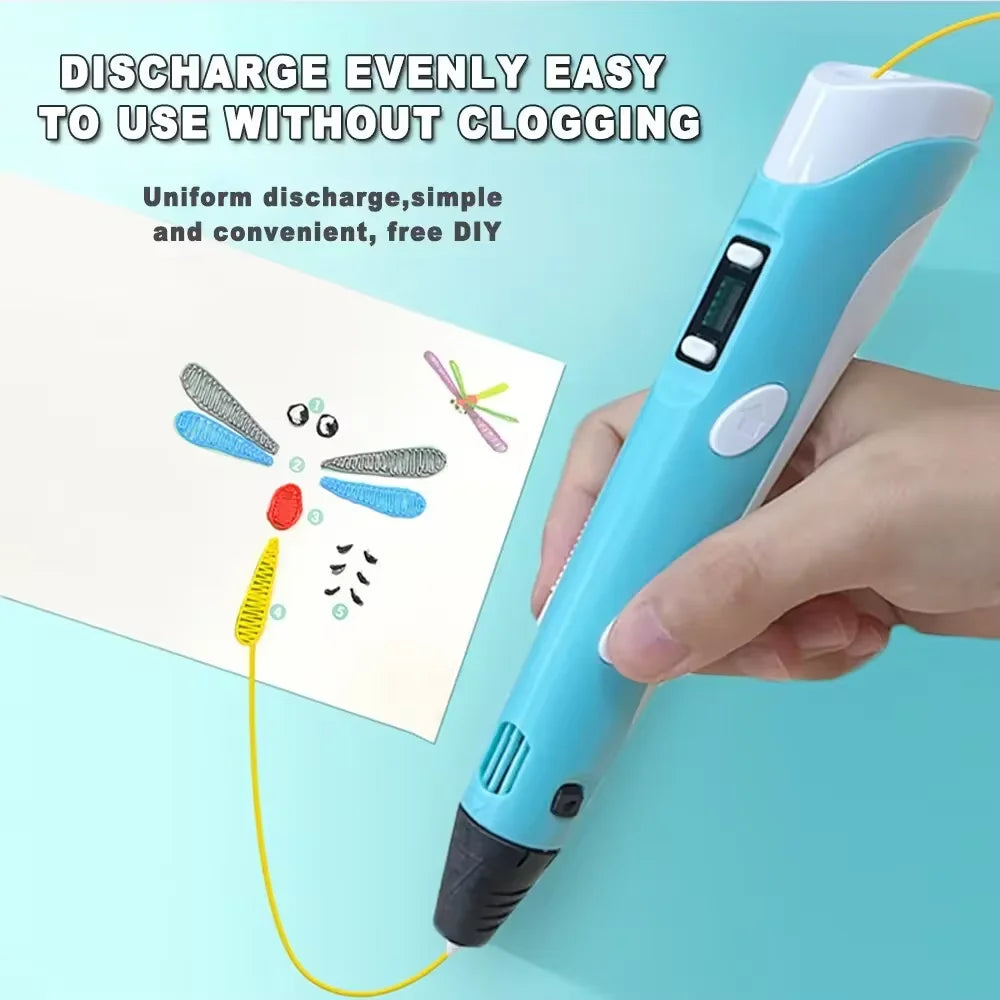 USB Rechargeable 3D Printing Pen with 9M PLA Filament (1.75mm) — Adjustable Speed, 180–220°C Heat, DIY 3D Pen for Kids & Adults