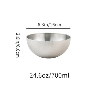 17-25cm Stainless Steel Gold And Silver Salad Bowl Rice Noodles Lamian Noodles Bowl Kitchen Tableware Food Container