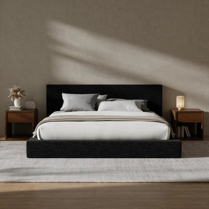 Cloud Upholstered King Platform Bed Frame - 5" CertiPUR-US Foam, Chenille, Cold-Rolled Steel, No Box Spring, Snow White / Onyx Black / Moon Grey / Beige / Cream