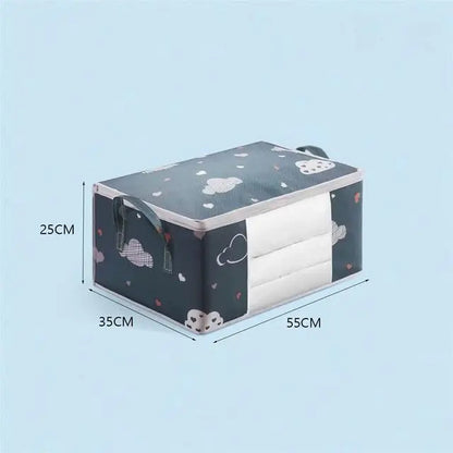 Foldable Large Capacity Clothes Storage Bag Organizer – Reinforced Handle & Sturdy Zipper | Medium 55×35×25 cm / Large 60×40×30 cm