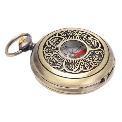 Brass Pocket Compass — Portable Camping & Hiking Navigation Keychain