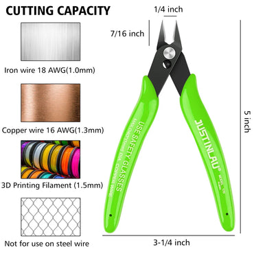Mini Flush Cutters 1-Pack 125mm (4.9in) Carbon Steel Side-Cutting Pliers for Electronics, Jewelry & Model Making