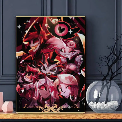 Cartoon H-Hazbin H-Hotel Plot Comedy Poster Sticky Wall Art Printing Waterproof Home Living Bed Room Bar Aesthetic Decor