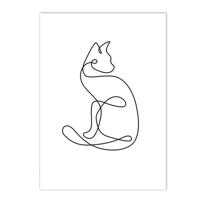 Abstract Pet Dog Cat Poster Canvas Painting Line Drawing Wall Poster Black White Minimalist Art Prints Nordic Picture Home Decor