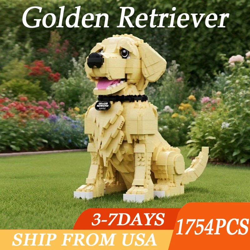 1754-Piece Golden Retriever Building Block Model