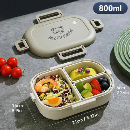 3-Compartment 800ml Lunch Box – Portable Microwaveable Bento Container