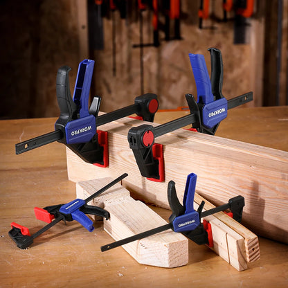 WORKPRO 4-Piece Bar Clamp Set – 4.5" & 6" F-Clamps for Woodworking & DIY Carpentry