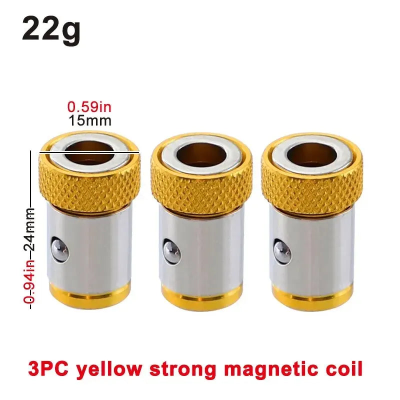 3-Pack 1/4-Inch (6.35 mm) Magnetic Bit Coil — Colored Screwdriver Head Magnetizer, Universal Metal Tool Accessory
