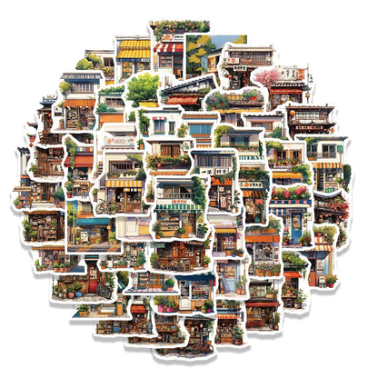 10/30/55pcs Japan Style Retro Beautiful Convenience Store Aesthetic Stickers Skateboard Laptop Suitcase Decoration Sticker Toys
