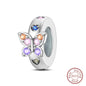 100% 925 Sterling Silver Rainbow Zircon Butterfly Dragon Silicone Stopper Charms - Colorful Beads for DIY Bracelets, Customizable Jewelry for All Occasions