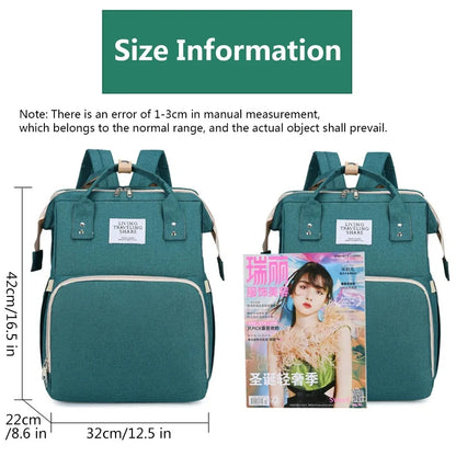Foldable Diaper Bag with Portable Folding Crib Bed Lightweight Large-Capacity Baby Backpack