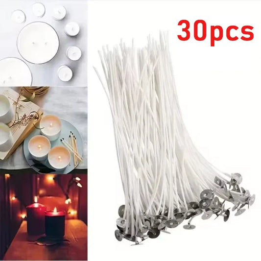 Smokeless Soy-Waxed Cotton Candle Wicks for DIY Candle Making – 30 or 100 Pack (10 cm / 3.94 in)