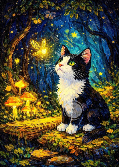 Cute Kittens Various Scenes Poster Funny Baby Cat in Daisy Field Watching Sunset on Beach Sleeping Canvas Print for Home Decor