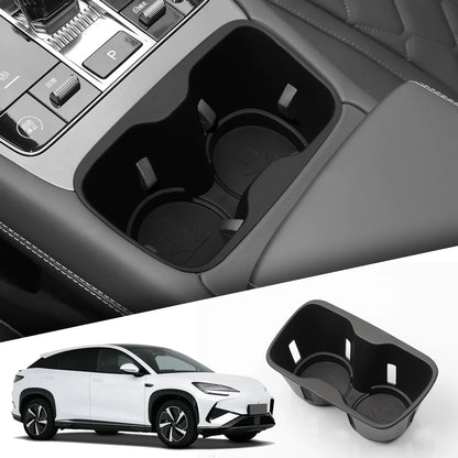 Center Console Storage Tray with Silicone Anti-Slip Pad, Armrest Cup Organizer, Black