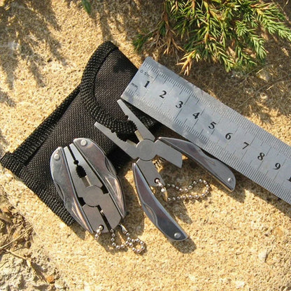 Compact Steel Multi-Tool Folding Pliers with Knife & Screwdriver, Keychain Camping Survival Tool