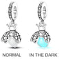 925 Sterling Silver Pink Butterfly & Luminous Firefly Charm – Dangle Bead for Bracelet or Necklace | Elegant DIY Jewelry Gift for Women