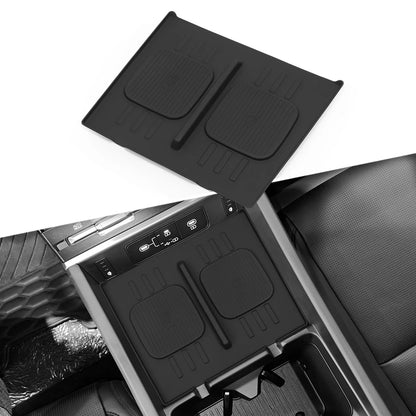 Armrest Storage Box & Cup Holder Organizer - Car Interior Anti-Dirt Pad, Black