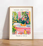Black cat on toilet, Bathroom wall art, Matisse poster, Funny bathroom decor, Pink tropical decor