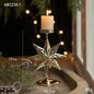 Golden Wrought Iron Christmas Candle Holder - Star, Elk & Tree Holiday Centerpiece for Table Decor