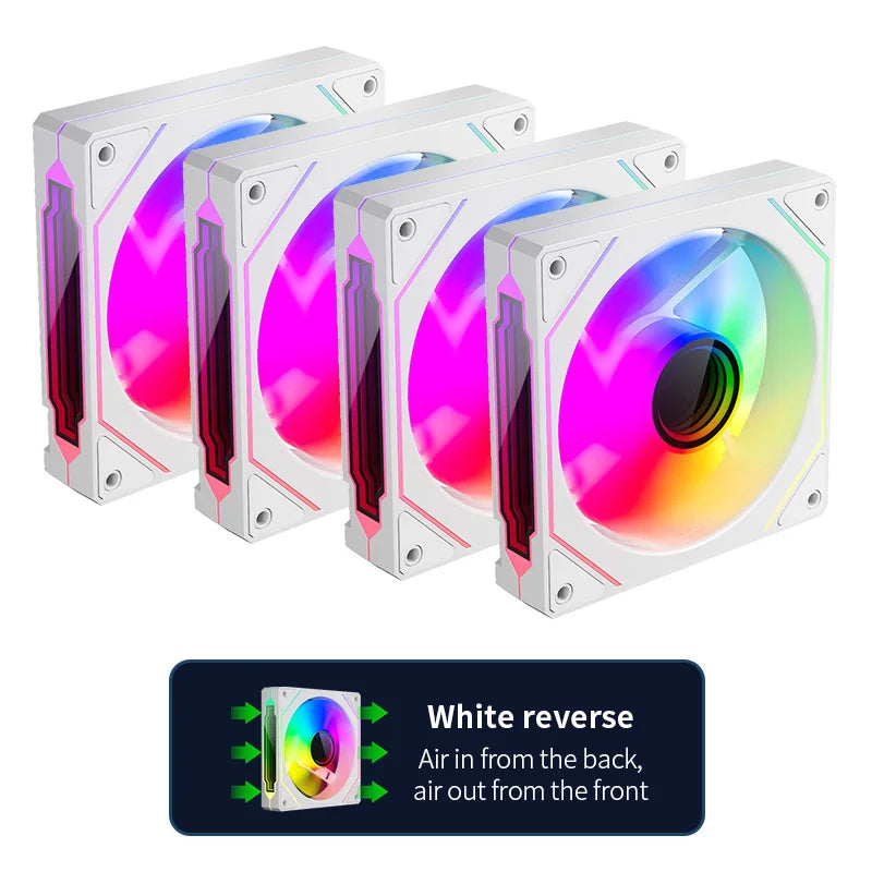 Infinite Mirror ARGB 120mm (4.72 in) PWM PC Case Fan — 5V 3-Pin ARGB & 12V 4-Pin PWM, 800–2000 RPM, Hydro Bearing